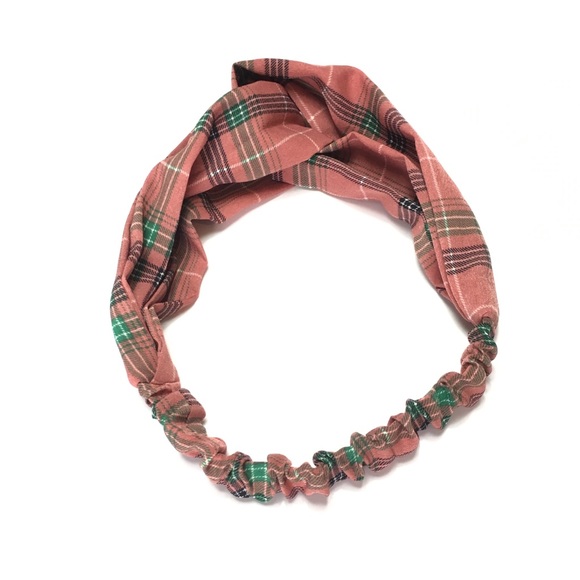 Pink Plaid Print Boho Twist Headband - Picture 4 of 7
